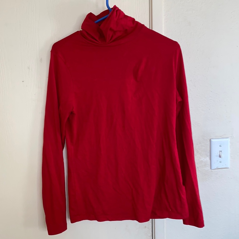 red turtleneck sweater